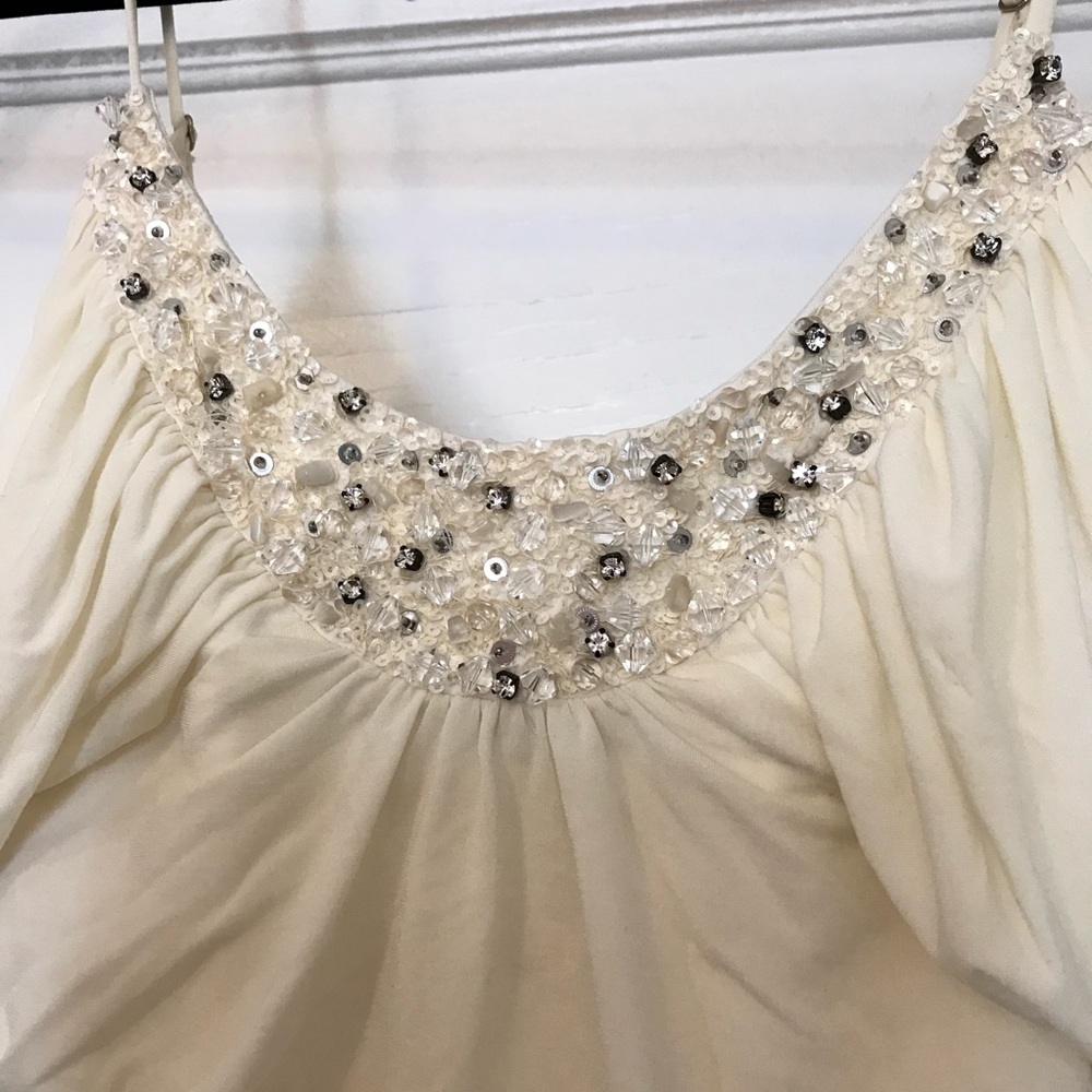 BCBG Max Azria Luxe White/Ivory Beaded Super Mini Cocktail Dress